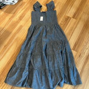 Lands End Summer Chambray Ruffle Strap Dress